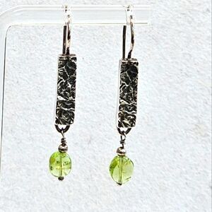 Silpada 925 Silver and Peridot Drop Earrings Vintage Retired Silpada